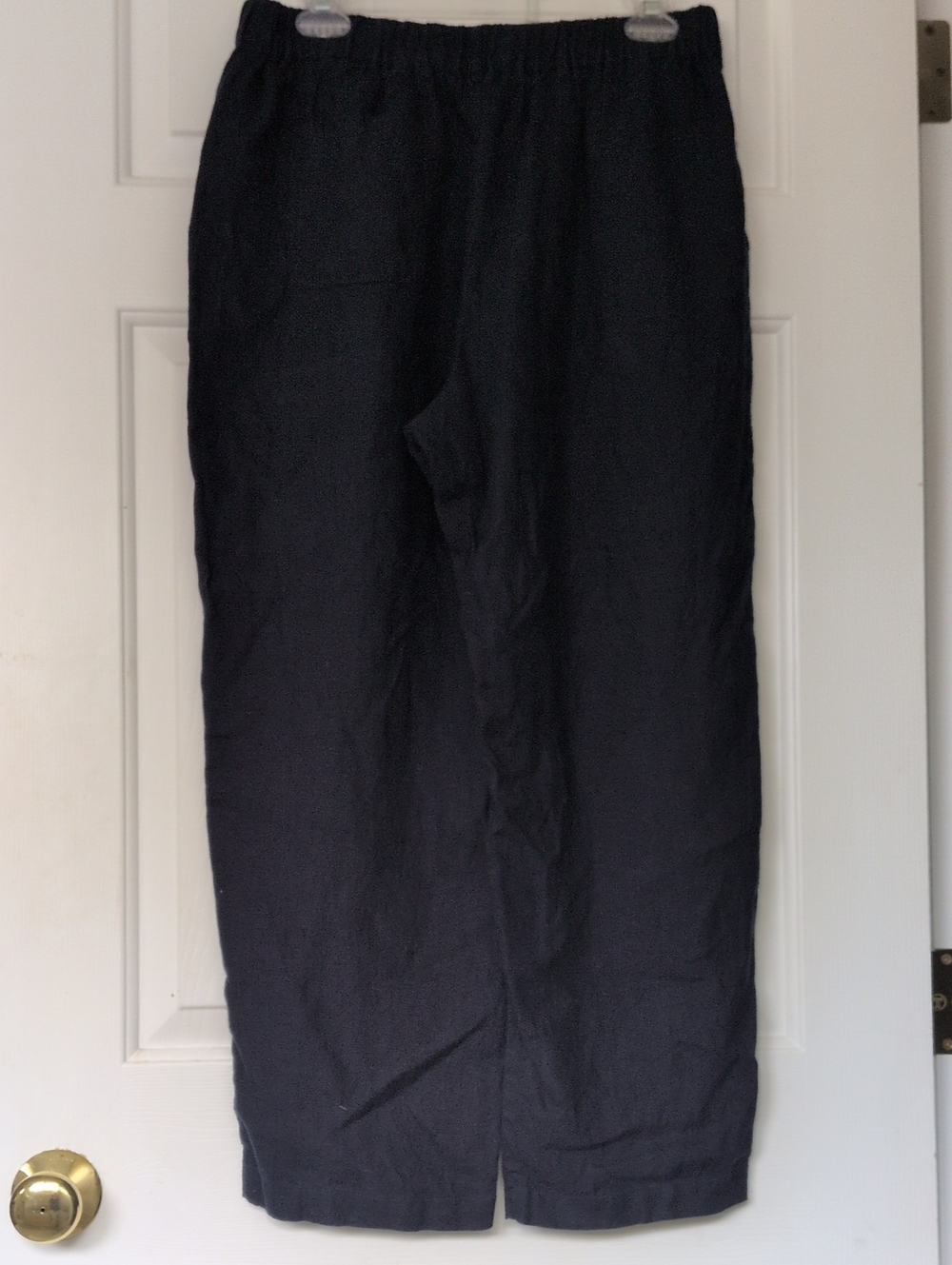 Quince Linen Pants Navy Blue Women's Medium Elastic Waist And Pockets - Picture 5 of 10